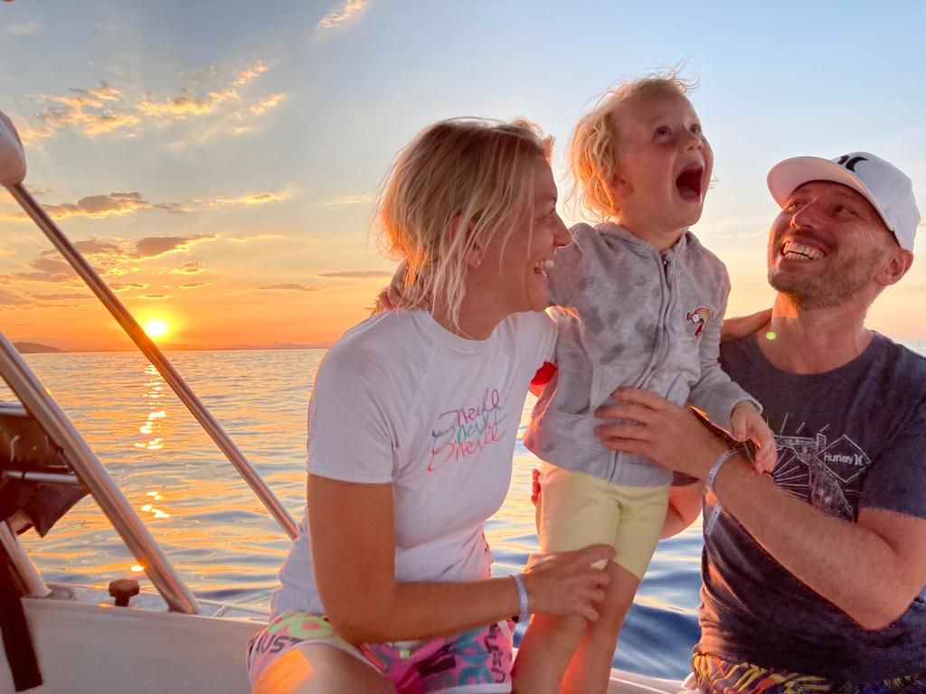 sunset - bateau - argeles sur mer - famille